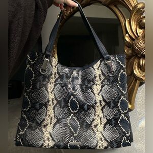 Vince Camuto Black and Cream Snake Print Tote